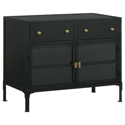 Sadler - 2-Drawer Accent Cabinet With Glass Doors - Black Sacramento Furniture Store Furniture store in Sacramento