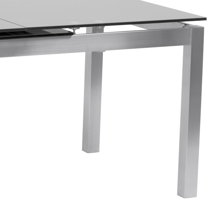 Ivan - Extension Dining Table Tempered Glass Top - Brushed Silver / Gray