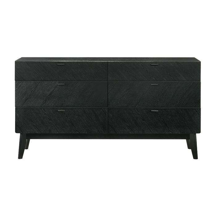 Petra - 6 Drawer Wood Dresser - Black